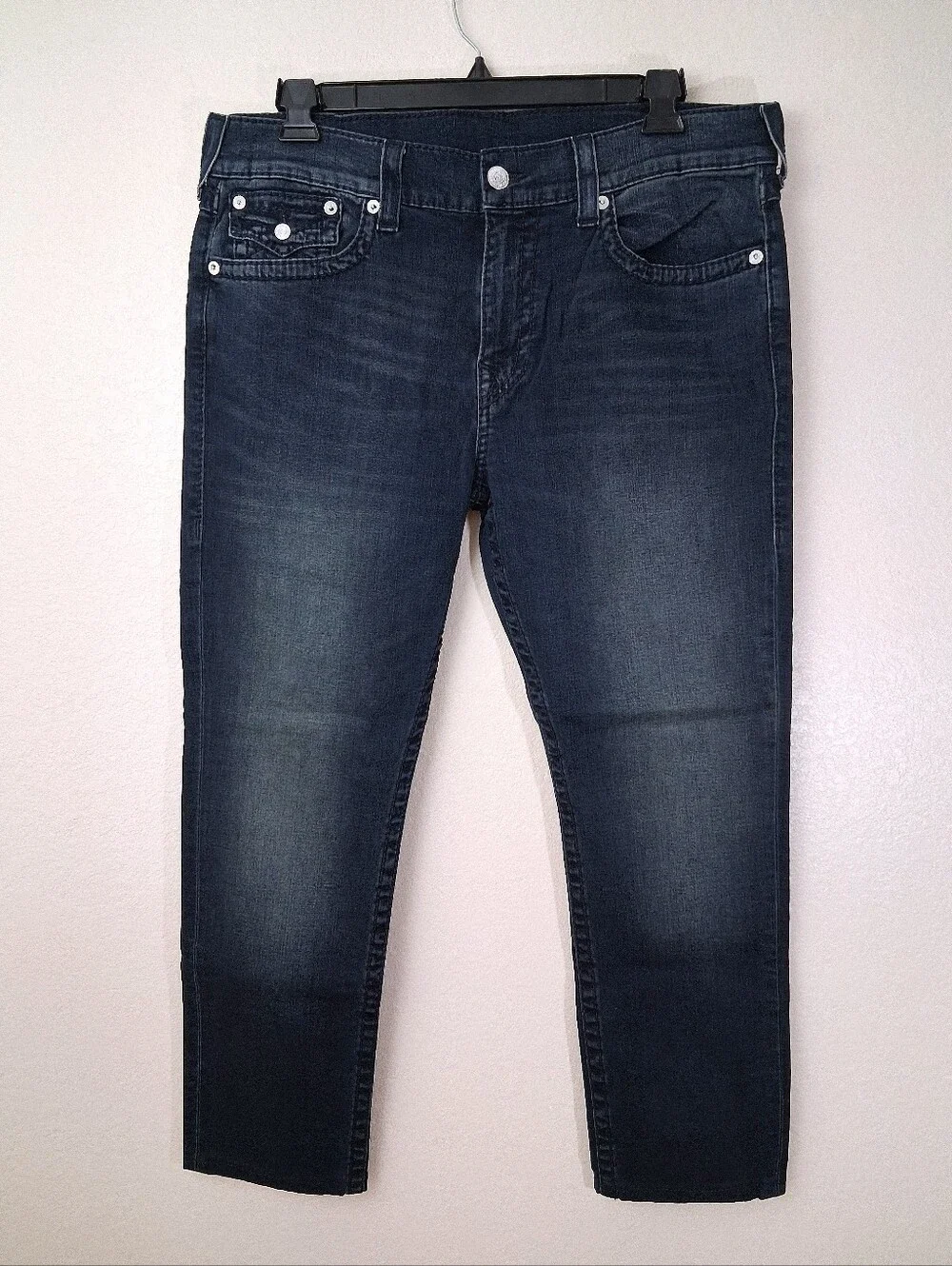 True Religion Geno Relaxed Slim Straight Leg Jeans Faded Denim Men's 38
